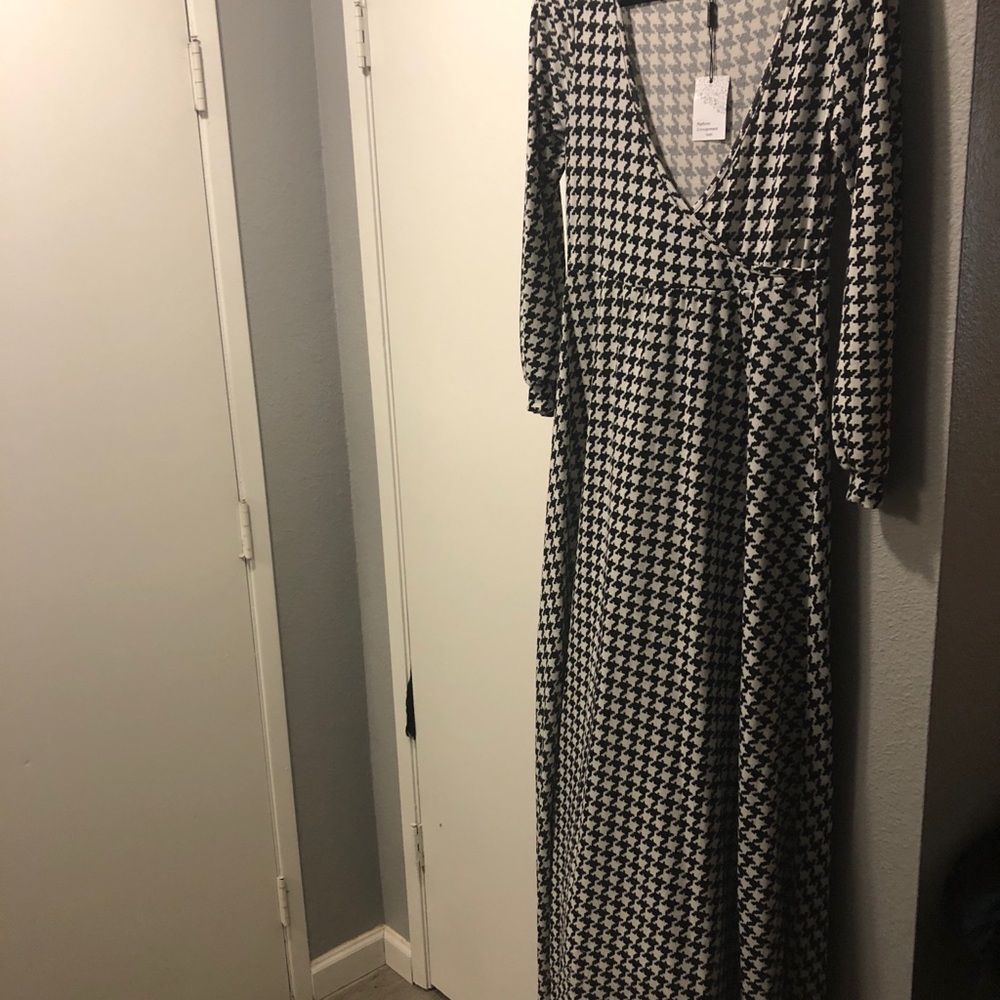 Houndstooth maxi dress